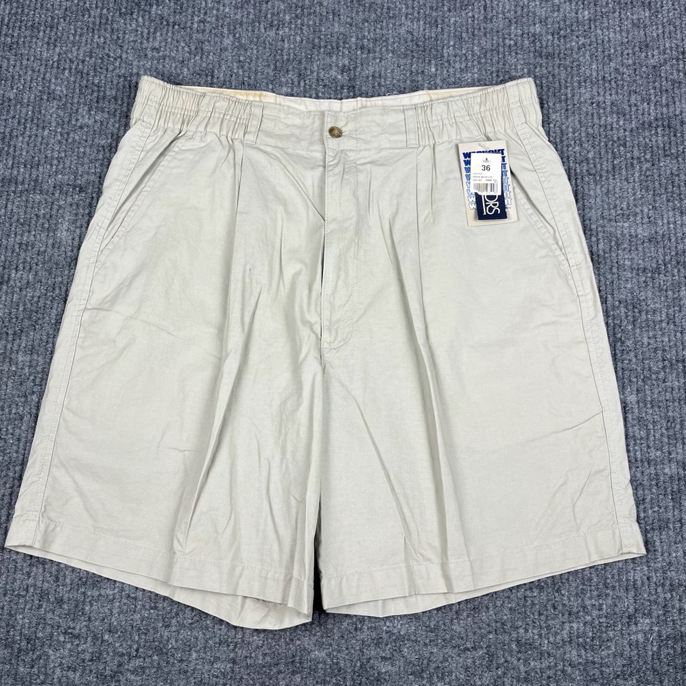Honors Shorts Mens 36 Khaki Pleated Cotton Elastic Waist Deadstock NOS Normcore